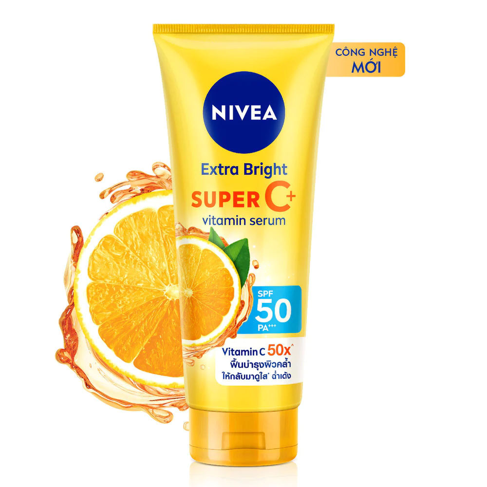 Tinh Chất Dưỡng Thể Nivea Sáng Da Extra Bright Super C+ Vitamin Serum SPF50 PA++ 180ml