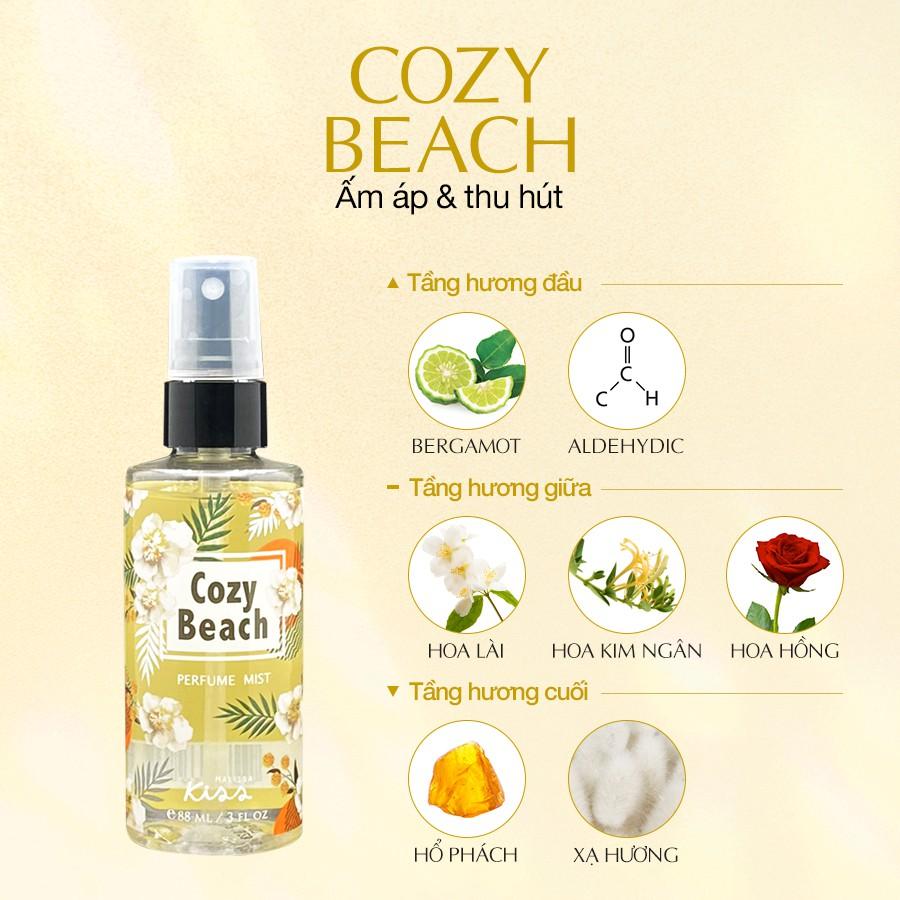 Bộ Đôi Hoàn Hảo Malissa Kiss Body Lotion &amp; Body Mist hương Cozy Beach 226G