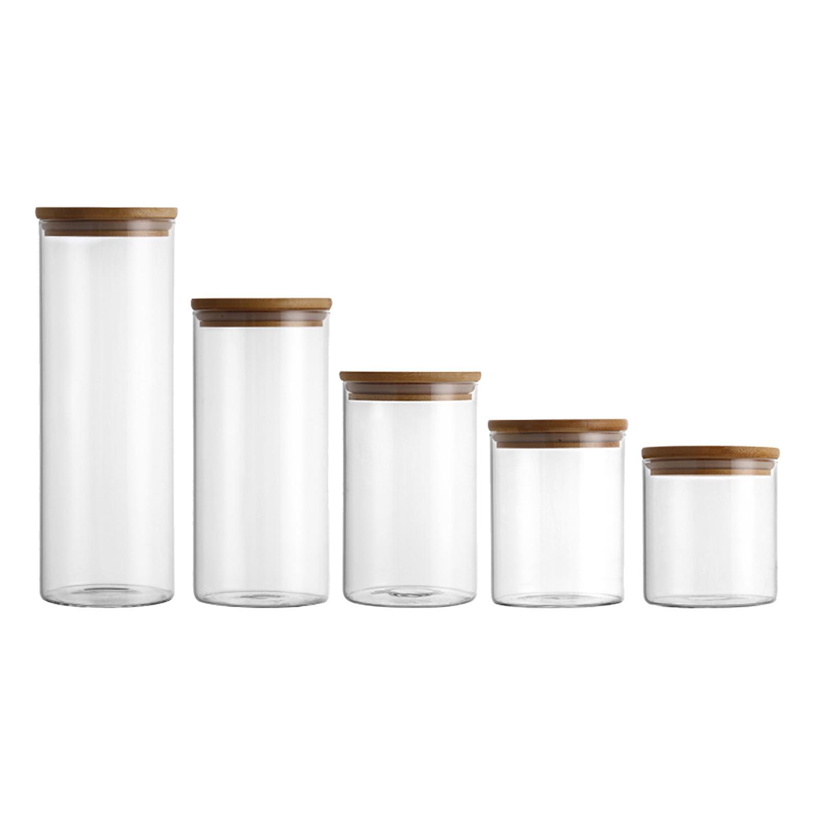 5x Food Storage Canisters Organizer Glass Storage Jar for Candy Spice Grains