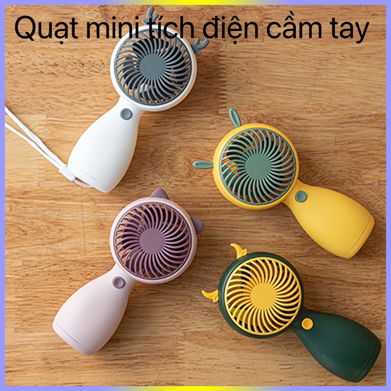 Quạt mini cầm tay ,quạt để bàn có dây cắm USB ,quạt tích điện kèm tai cực xinh và đáng yêu 