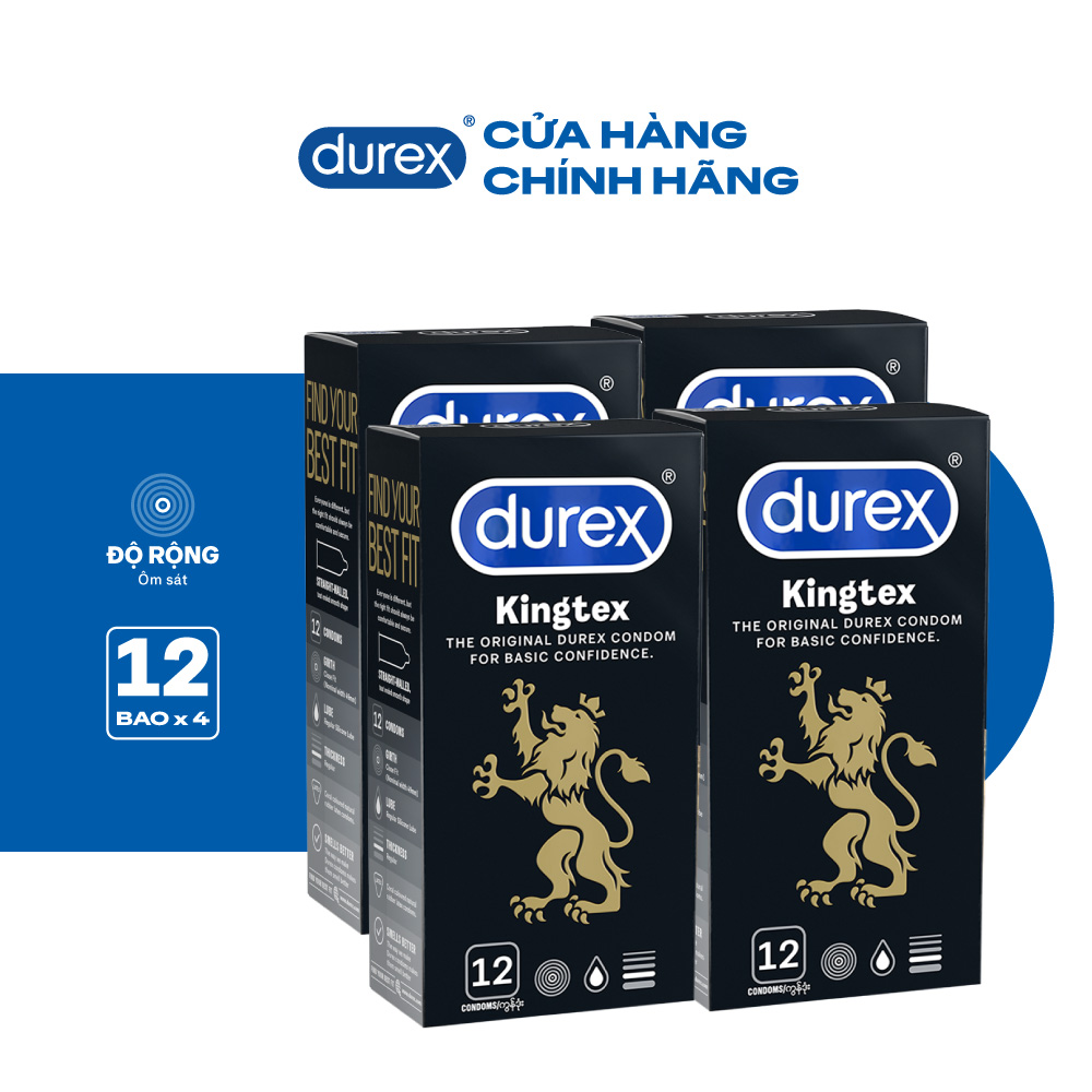 Bộ Bao Cao Su Durex Kingtex Hộp 12 Bao - 4 hộp 48 bao