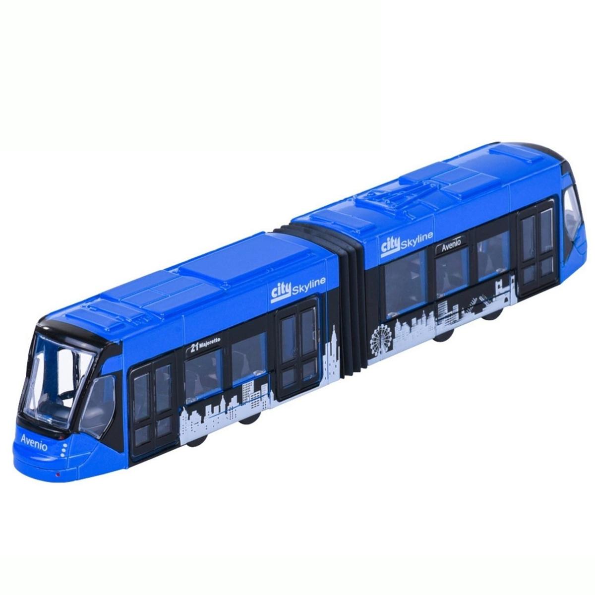 Đồ Chơi Mô Hình Xe City Bus Man + Avenio Tram - Majorette 8503003001 - Màu Xanh Dương
