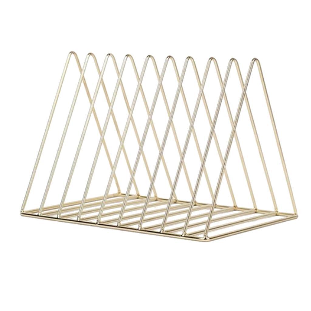 2x Desktop Book Magazine Shelf Holder Bookshelf for Home Office Decor Gold