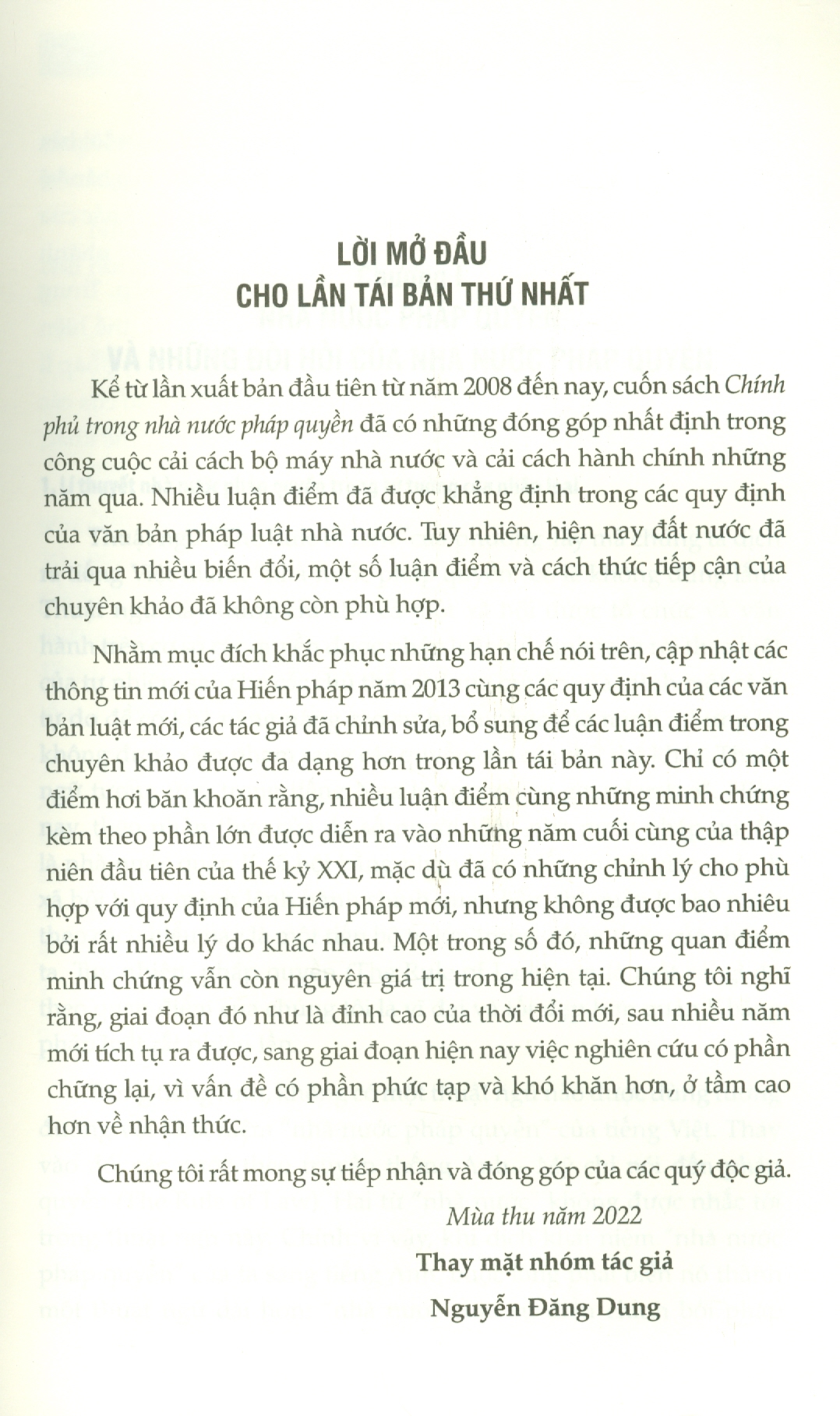 Chính Phủ Trong Nhà Nước Pháp Quyền (Tái bản lần thứ nhất)