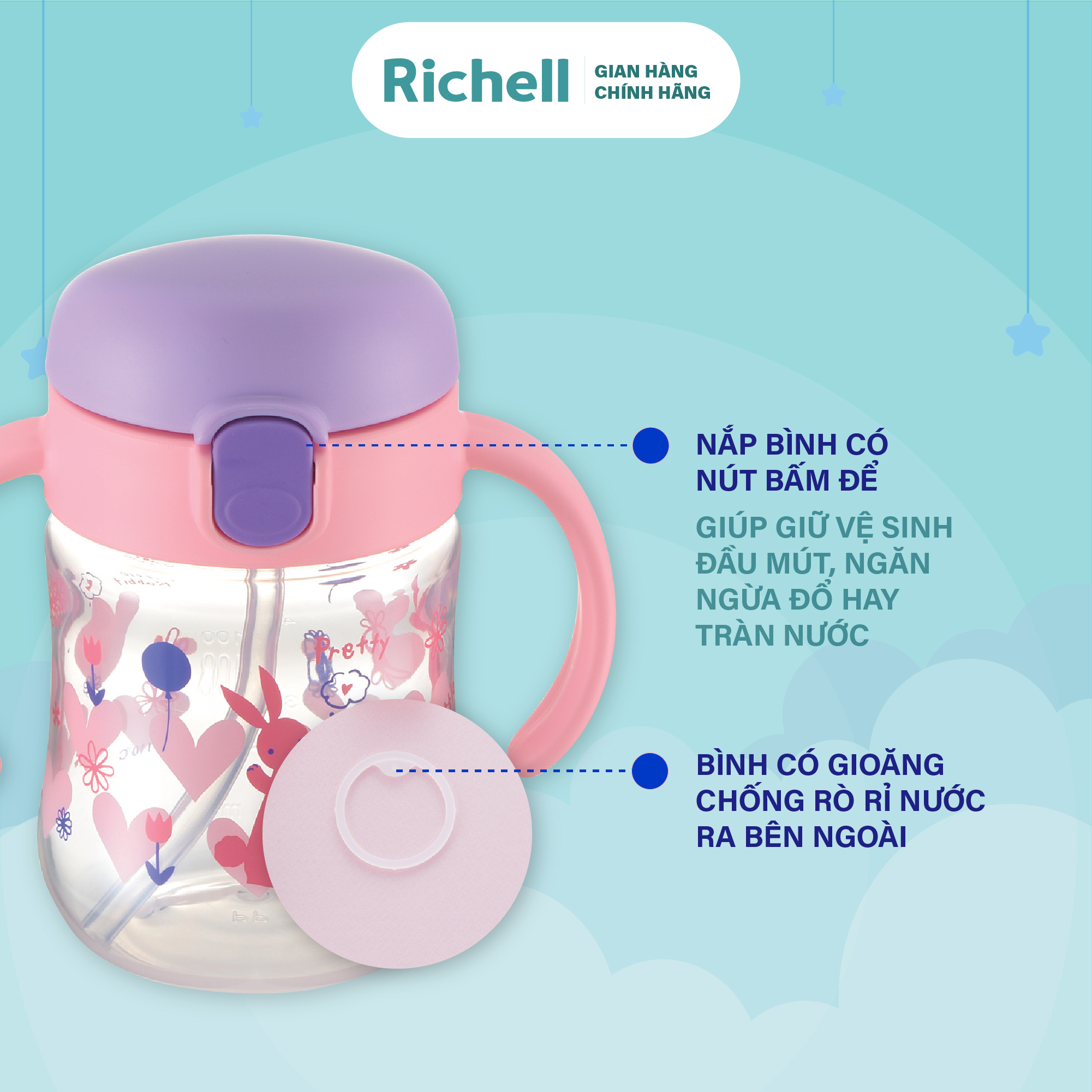 Bình tập uống TLI Richell Nhật Bản - bước 1 - vàng | Baby