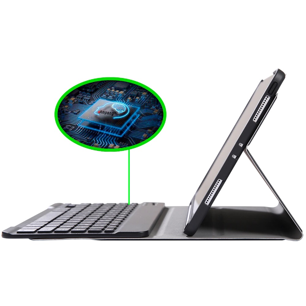 Bao da kèm bàn phím Bluetooth dành cho iPad Pro 11 inch 2018/2020/2021 có khay chứa bút, lưng silicon chống va đập- Hàng Nhập khẩu
