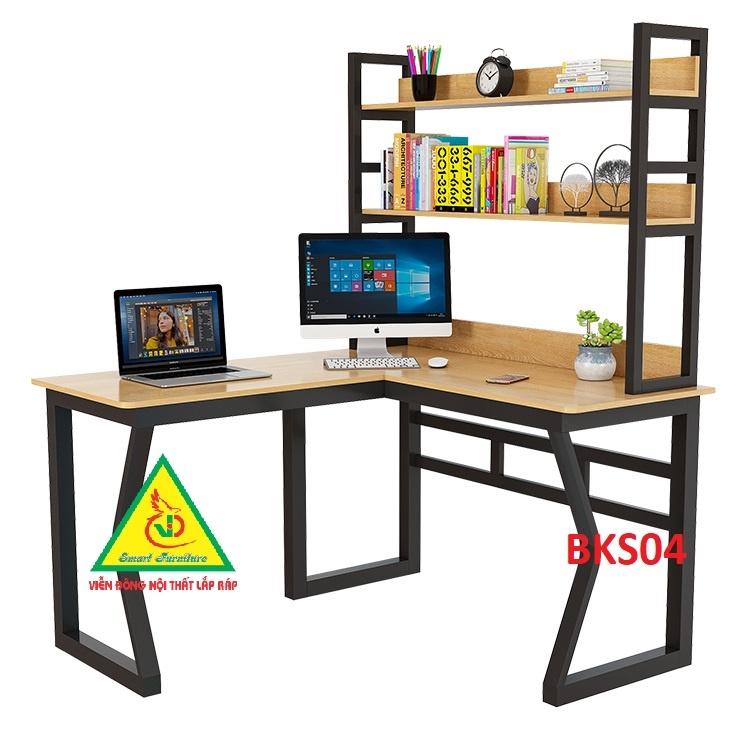 Bàn làm việc, bàn học khung sắt mặt gỗ BKS04