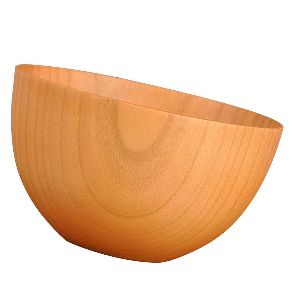 Set 2PCS Natural Wooden Bowl Rice Bowl Dessert Cereal Soup Bowl Table Decor