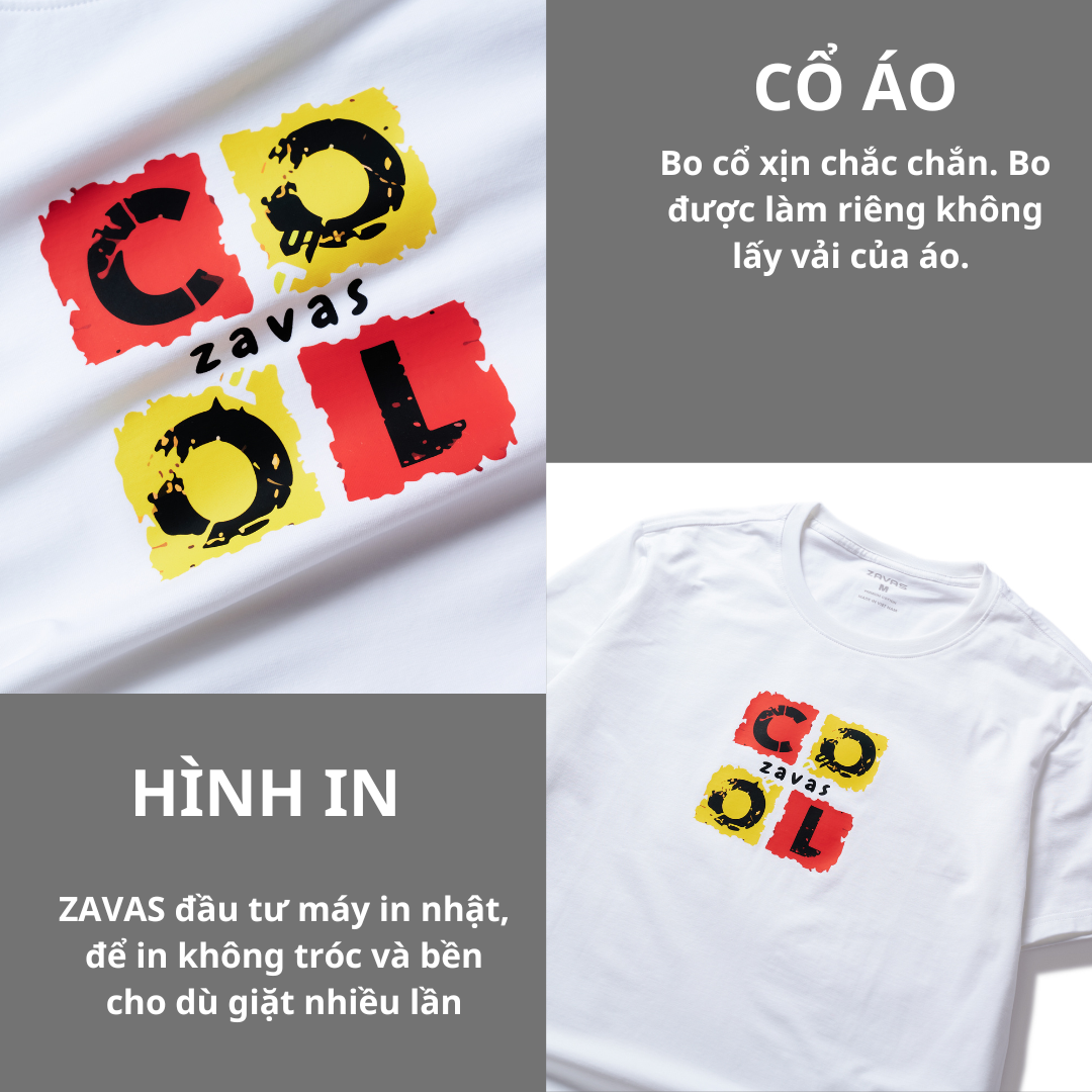 Áo thun nam cổ tròn COOL vải cotton 4 chiều xuất xịn, mát mẻ, dày mịn sang trọng - ZAVAS