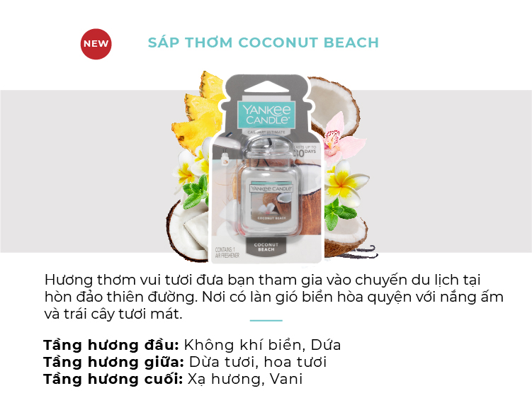 Sáp thơm xe Yankee Candle - Coconut Beach