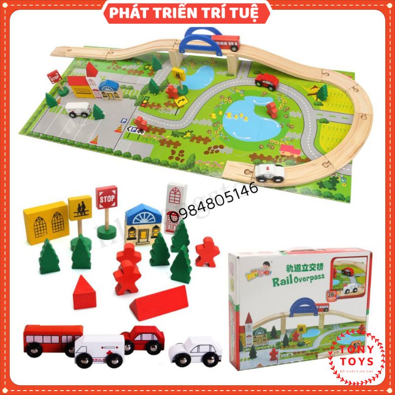 Đồ Chơi Gỗ Lắp Ghép MÔ HÌNH GIAO THÔNG Thành Phố An Toàn Cho Bé TONY TOYS