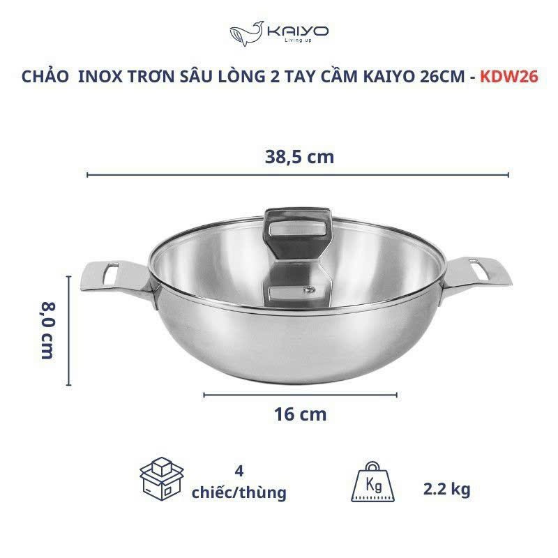 Chảo đúc inox Kaiyo dày 2.5mm - Thương hiệu Nhật Bản