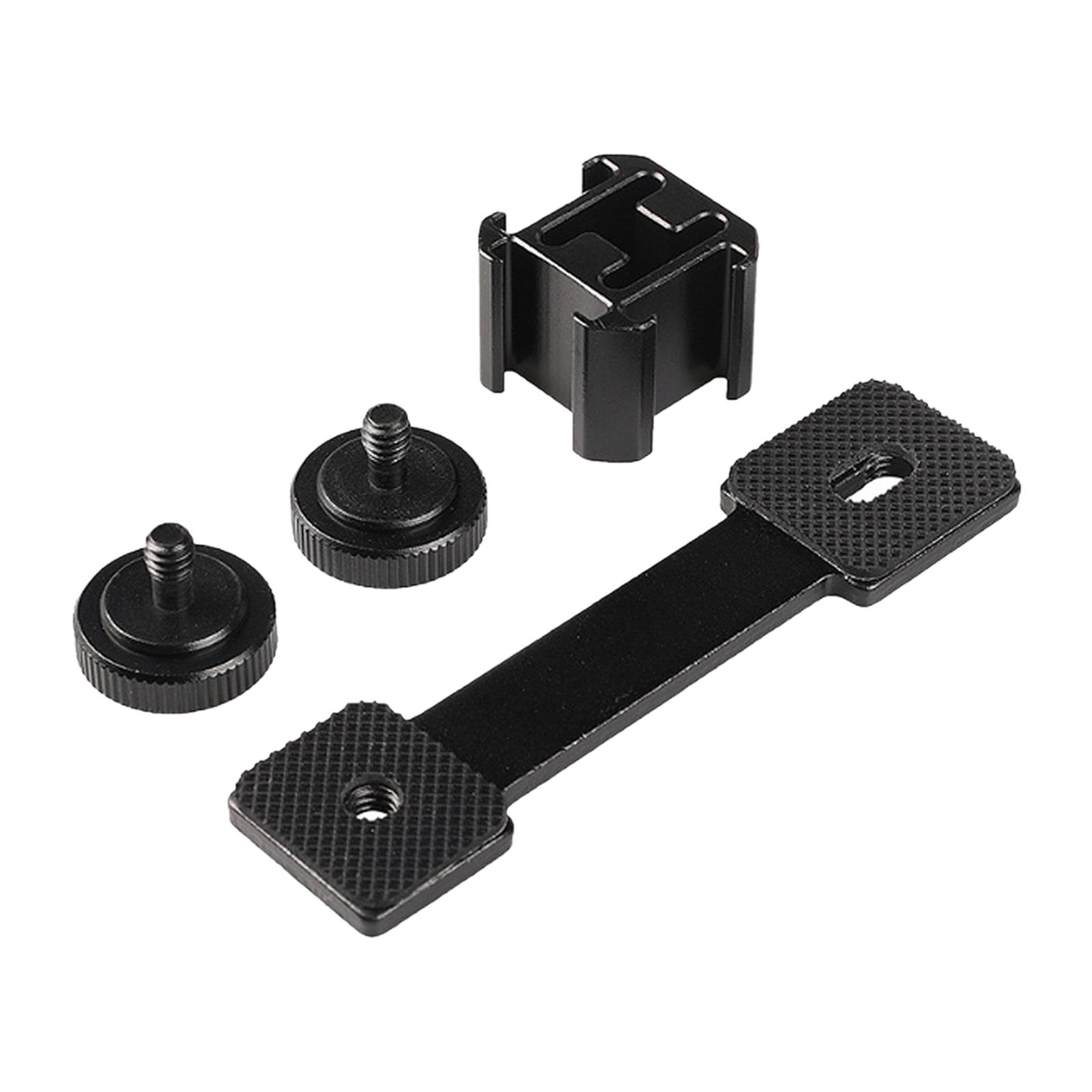 Triple Cold Shoe Mount Universal Extension Bracket Flash Bracket with 1/4 Adapter Compatible for Monopod Tripod DSLR Phone Gimbal Stabilizer