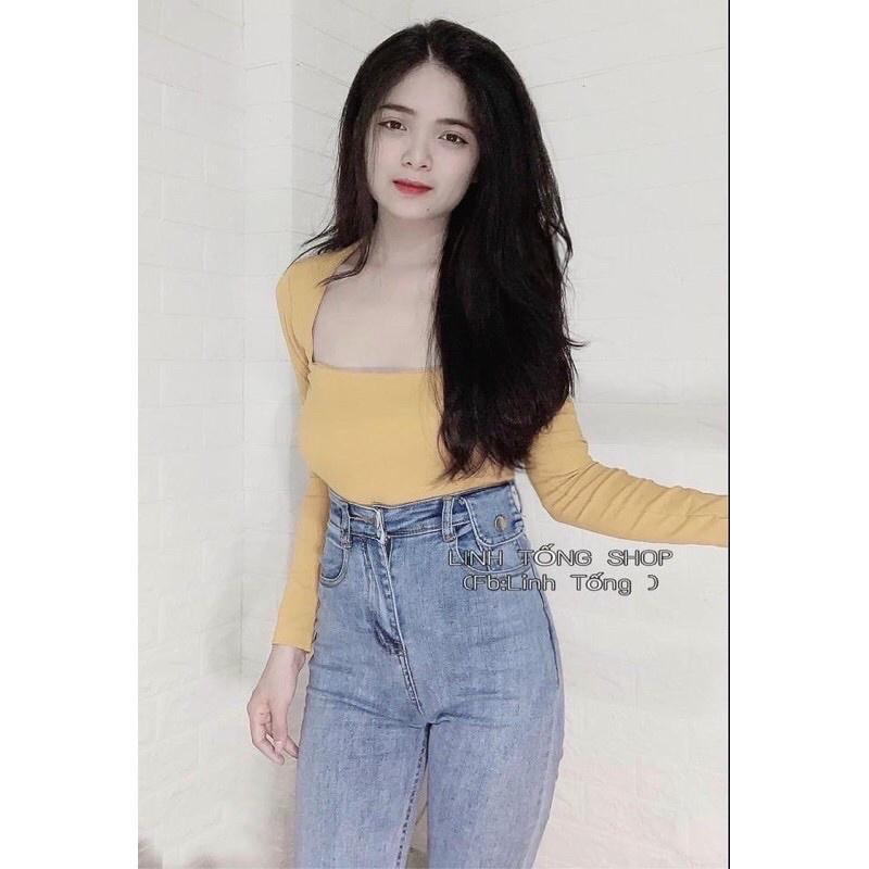 Quần jean nữ có 2 mầu cạp cao túi nắp xưởng may giá sỉ