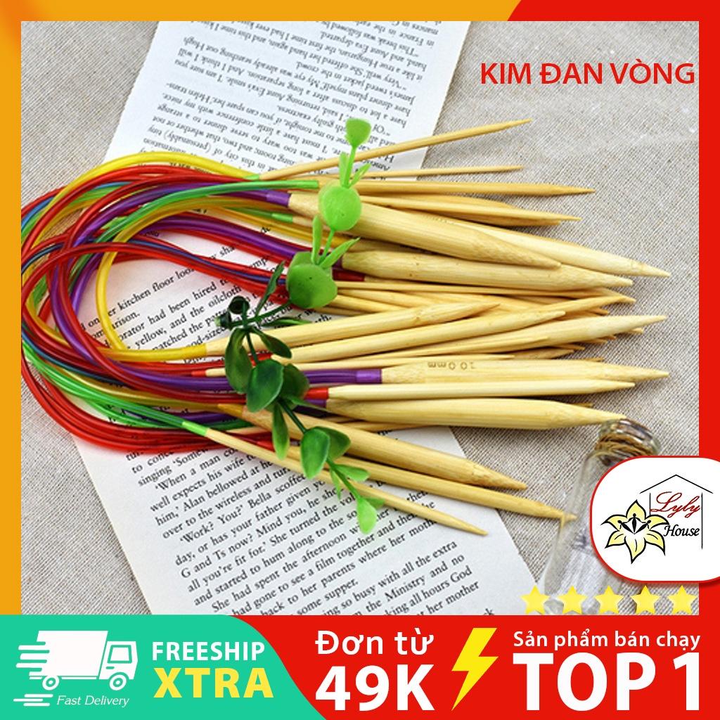 Kim đan vòng 2 đầu gỗ đủ size dùng đan áo , đan khăn , đan len