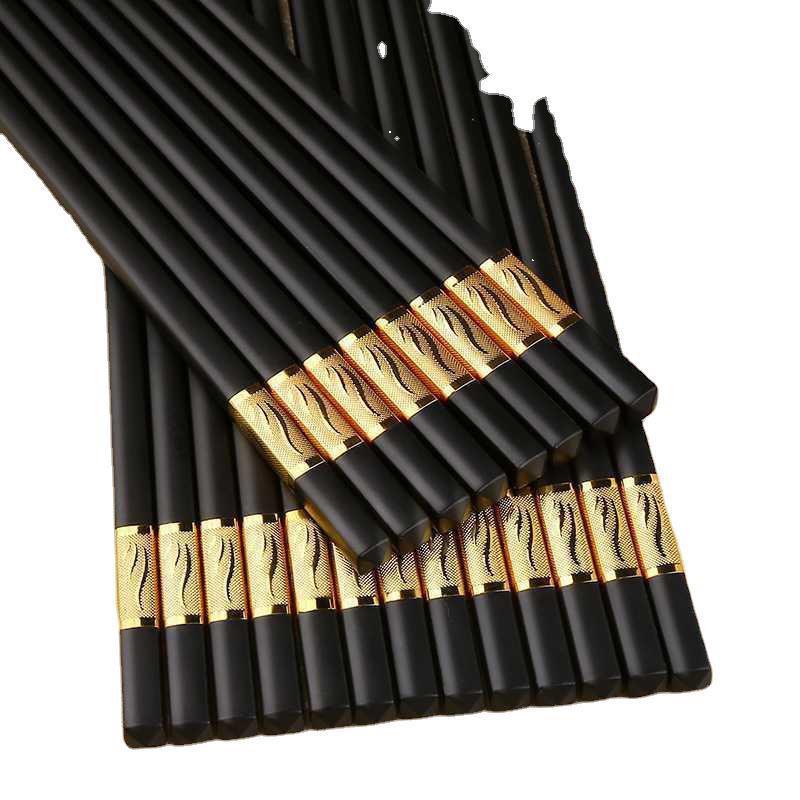 Bộ 10 đôi đũa nhựa chịu nhiệt nhật bản hàn quốc dùng ăn cơm cao cấp khảm vàng chống trơn-chống trượt- 2248