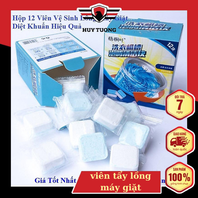 Hộp 12 Viên Tẩy Vệ Sinh Lồng Máy Giặt Diệt Khuẩn Hiệu Quả