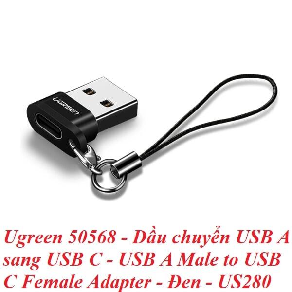 Ugreen UG50568US280TK Màu Đen Đầu chuyển đổi USB 2.0 dương sang TYPE C âm - HÀNG CHÍNH HÃNG