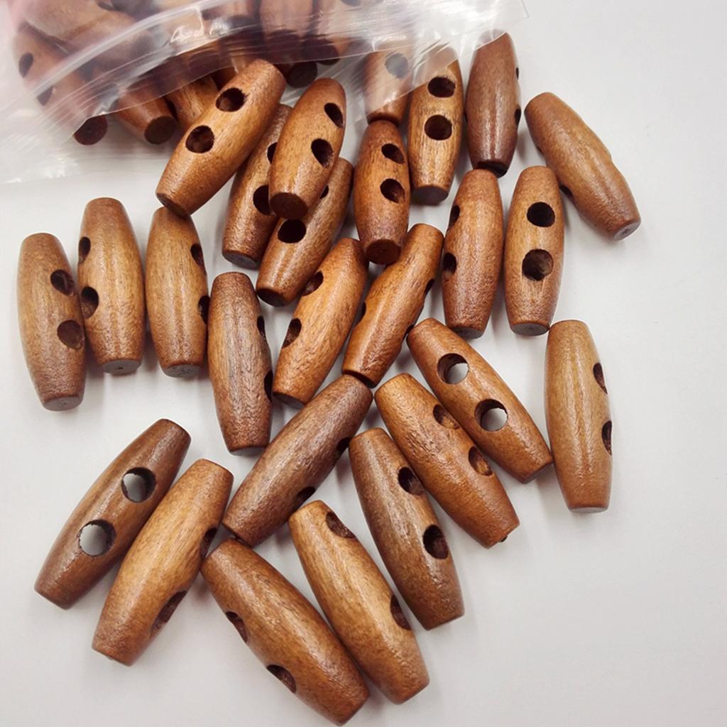 Bộ 50 Vintage Olive 2 Lỗ Gỗ Bật Tắt May Hàng Nút Gài Quần Áo Trang Trí