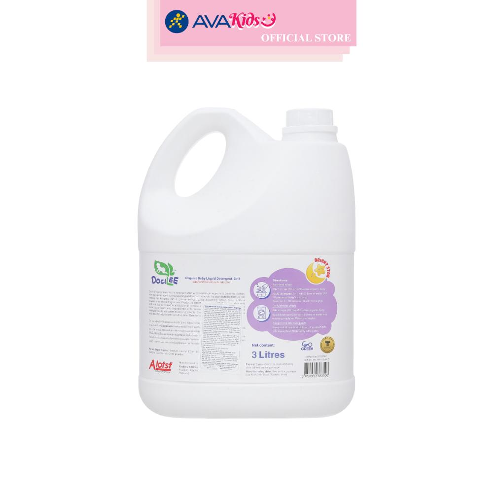 Nước giặt xả quần áo cho bé Docilee Organic - Bright Star hương phấn thơm can 3 lít
