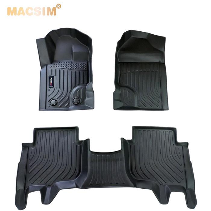 Thảm lót sàn xe ô tô Ford Everest 2015-2021 Nhãn hiệu Macsim chất liệu nhựa TPE cao cấp màu đen