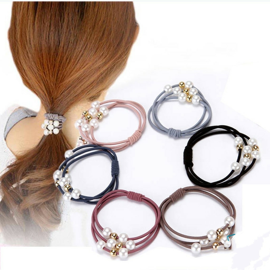 SET 5 CÁI | DÂY BUỘC TÓC NGỌC TRAI XINH XẮN | HÀN QUỐC | VIDEO THẬT | SHOP BEECOW