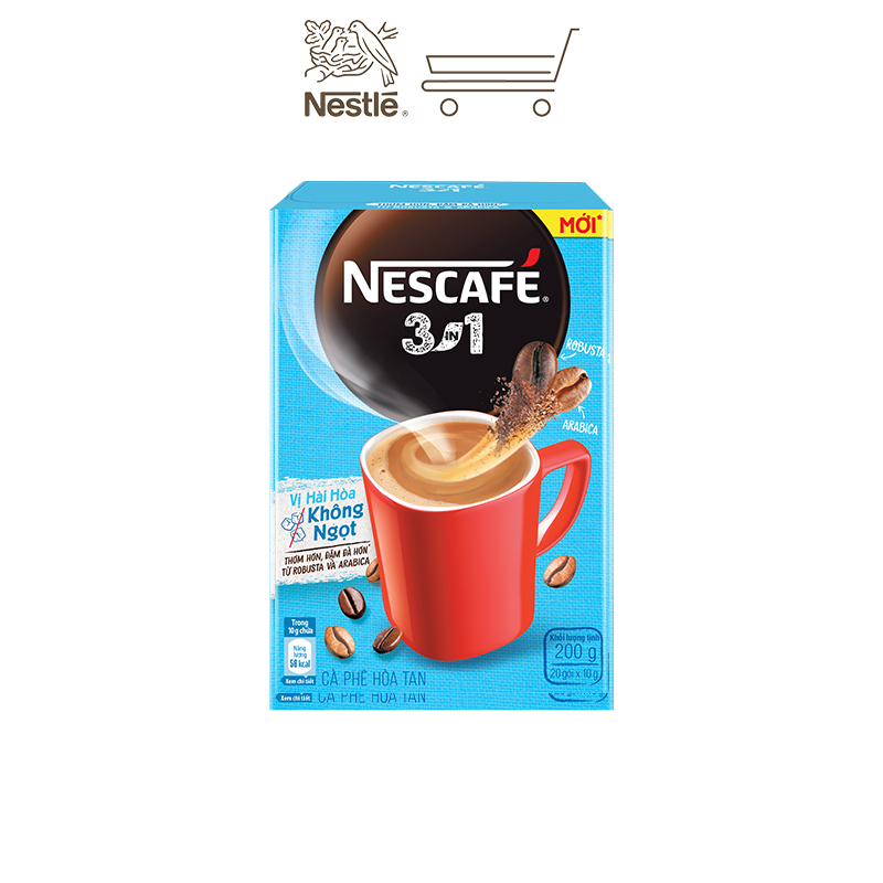 Combo 3 hộp cà phê hòa tan Nescafé 3in1 vị hài hòa không ngọt - công thức cải tiến (Hộp 20 gói)