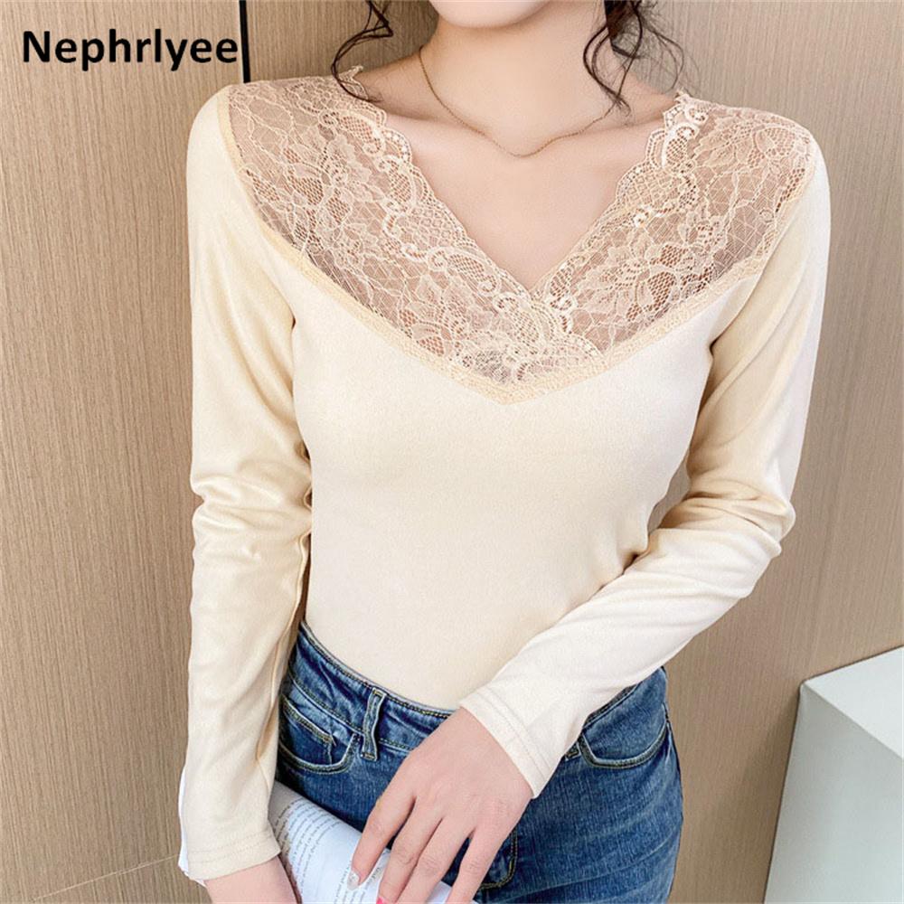 2021 Mới Thu Mùa Đông Nhiệt Quần Lót Cho Phụ Nữ Tay Dài Cổ Chữ V Nữ Gợi Cảm Đầu Ngực Nữ Thời Trang Áo Thun Quần Lót