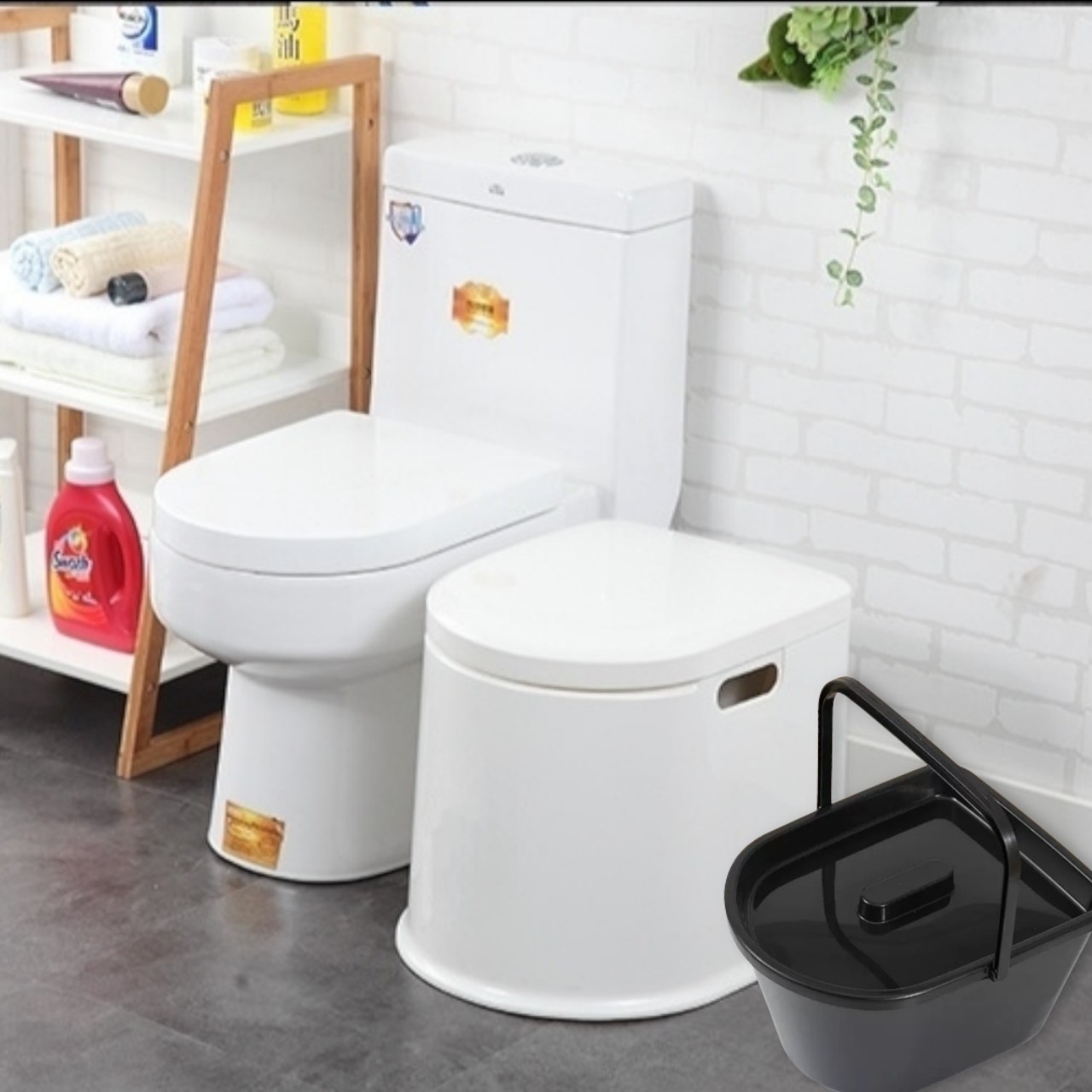 Bô vệ sinh , bô di động giành cho người già, người bệnh, bà bầu có chân đế cao su chống trơn trượt