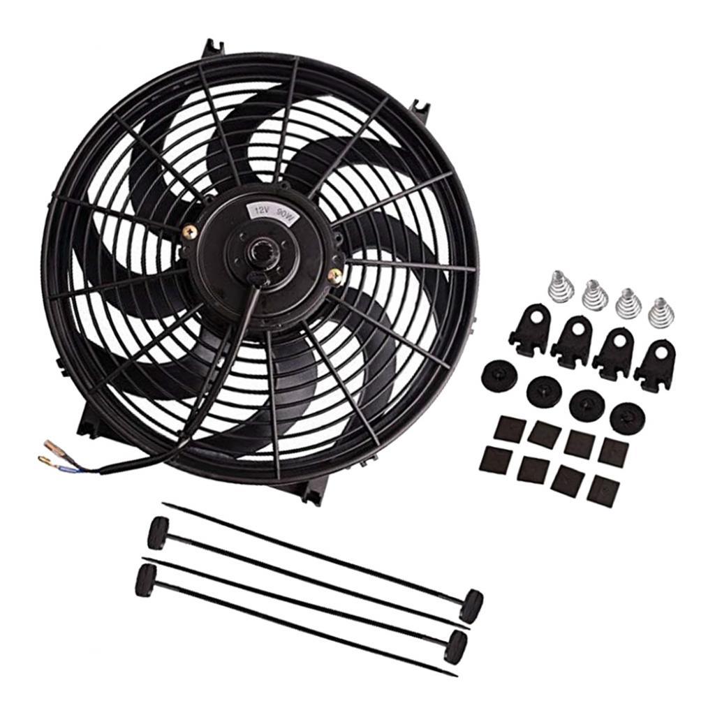 Universal 14" Curved Electric Engine Radiator Cooling Fan with Mounting Kits