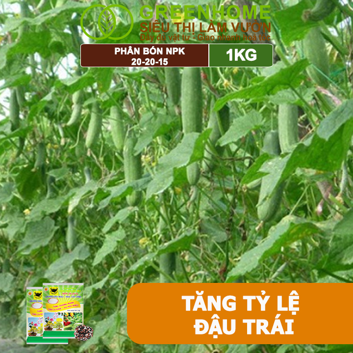 Phân Bón NPK 20-20-15, Greenhome, Đầu Trâu, 1Kg, Chuyên Hoa, Cây Cảnh Giúp Ra Hoa, Hoa Đẹp, Lâu Tàn