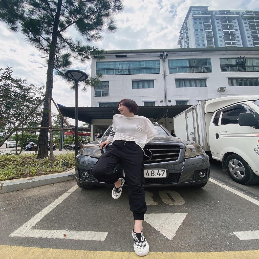 Quần jogger cotton hàn nữ ống rộng bo gấu mịn cá tính, dày dặn, phù hợp đi chơi, đi làm, picnic