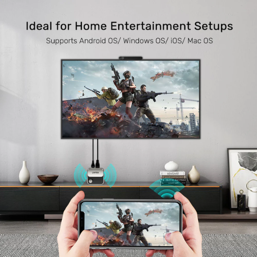 Bộ Truyền HDMI Không Dây Unitek V1162B01 WiFi 2.4G/5G 4K@60Hz – Kết nối Điện Thoại+LapTop+Máy tính bảng lên Tivi, Hỗ trợ Airplay, Samsung Dex- hàng chính hãng