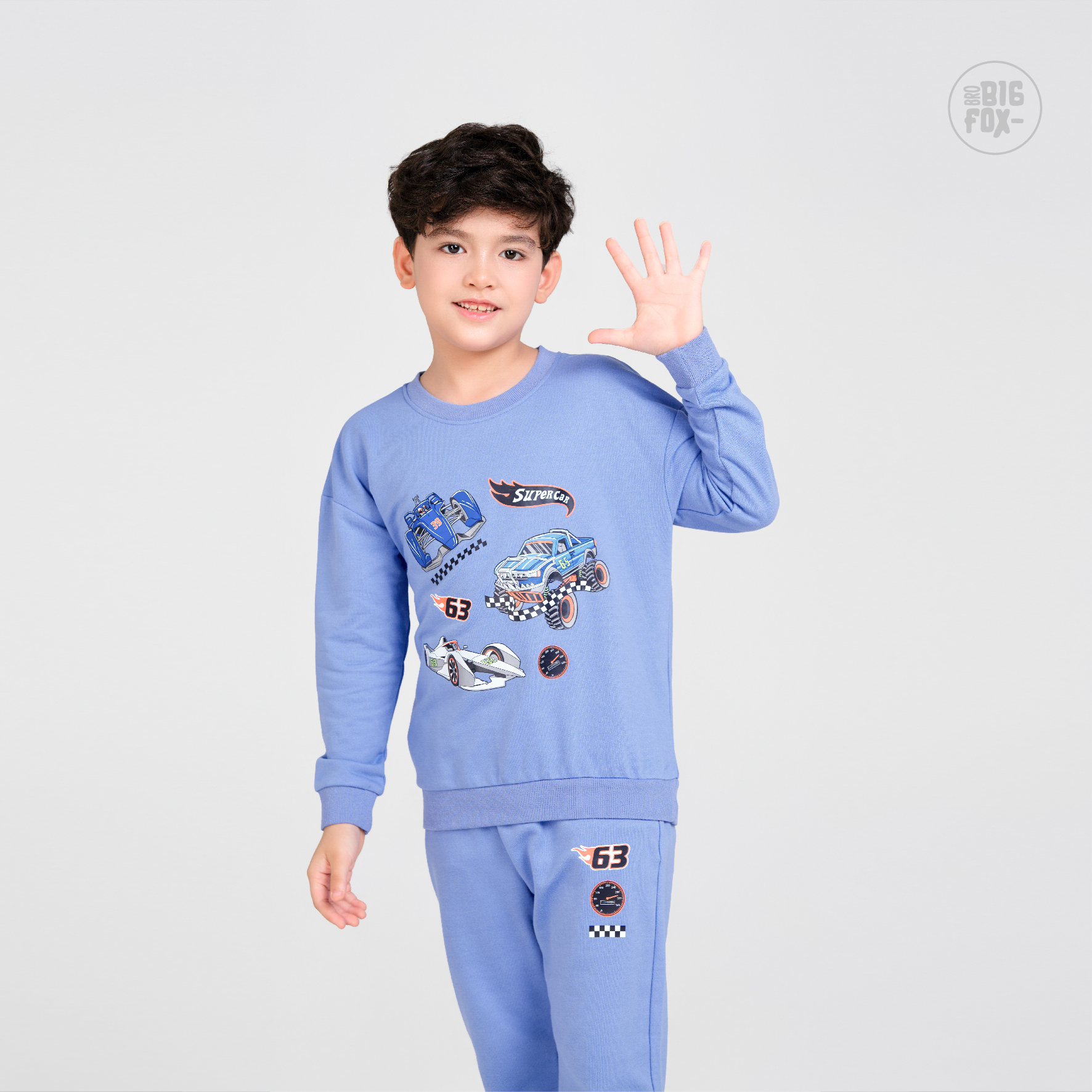 Bộ nỉ bé trai Bigfox Miss Meow size đại áo dài tay quần jogger bo gấu mặc nhà mùa thu đông 3-11 tuổi