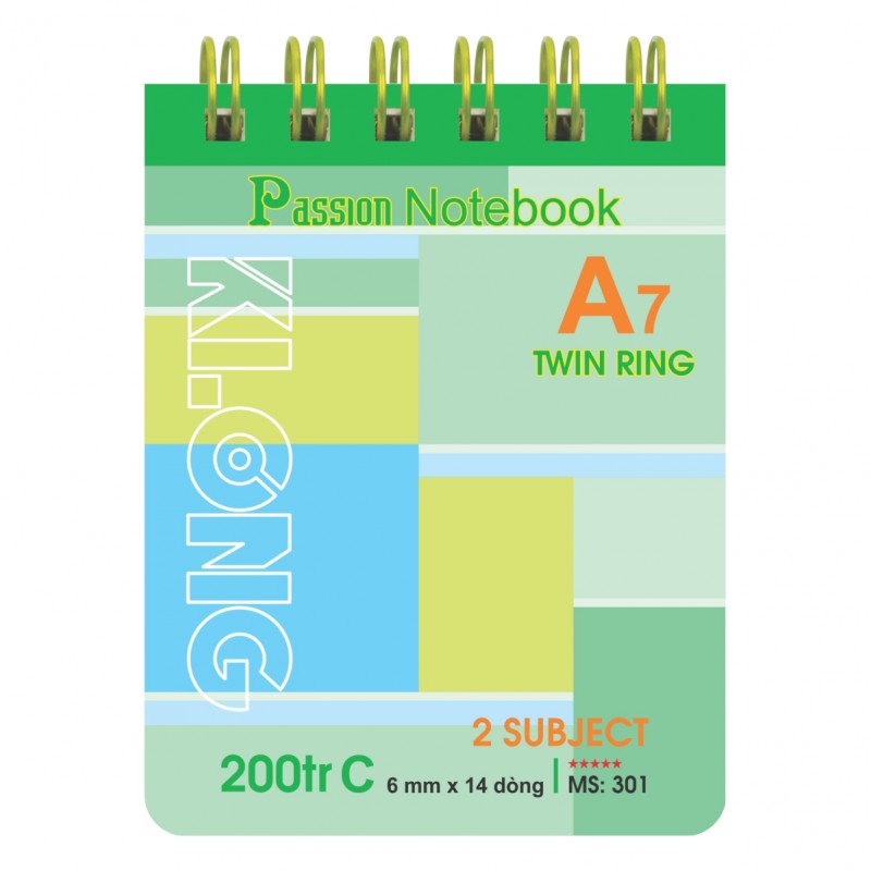 Sổ lỗ kép Klong A7 200tr Bìa Nhựa KLONG; MS: 301