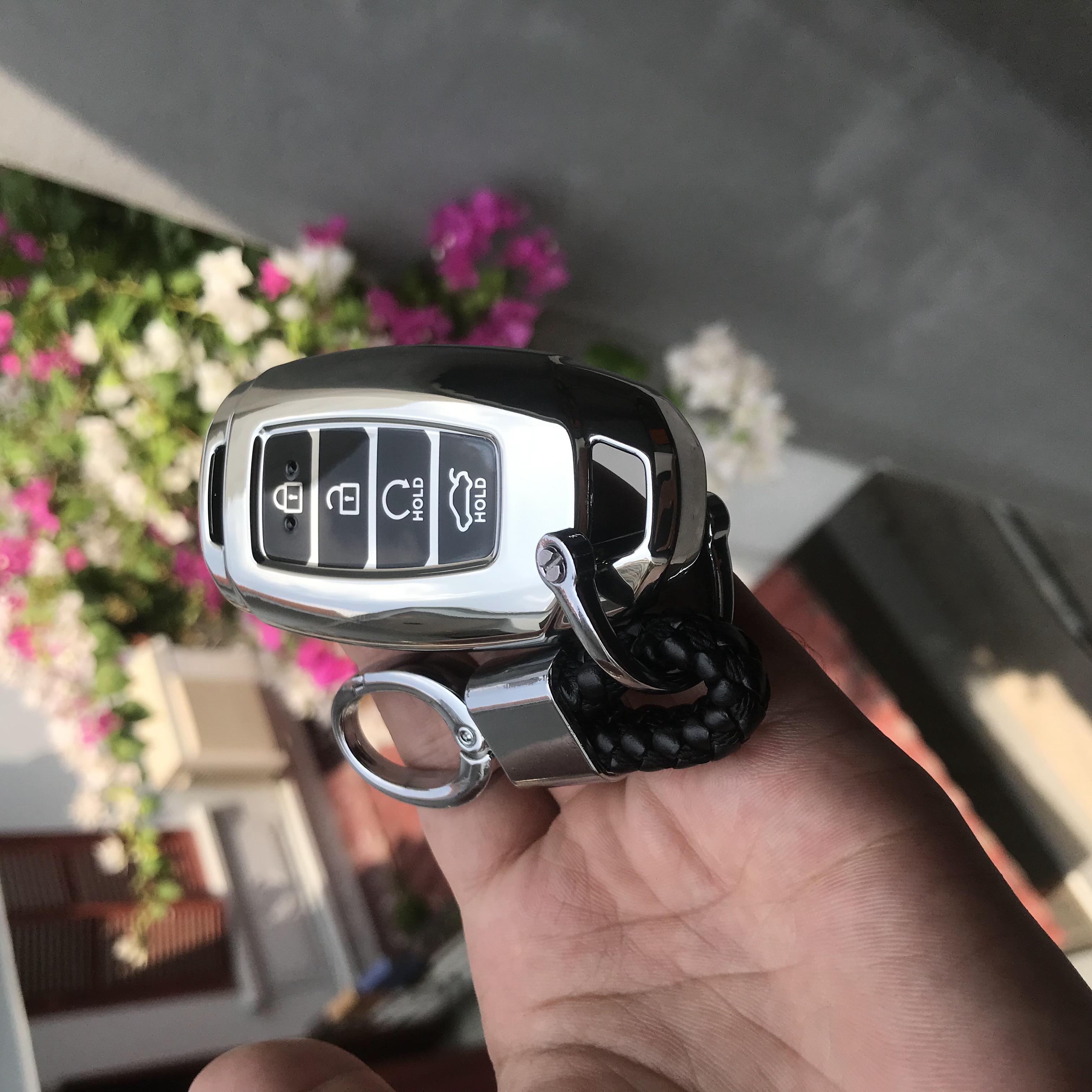 Ốp Chìa Khóa Silicon Tráng Gương Dành Cho Xe Hyundai Accent 2021 - Kèm móc treo