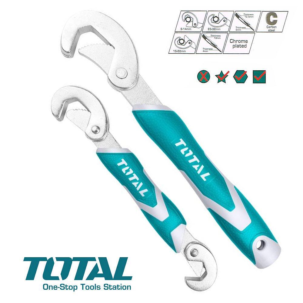 Bộ 2 mỏ lếch đa năng TOTAL THT10309328 - Thép CR-V siêu cứng, bền bỉ, mở bu lông, siết ốc