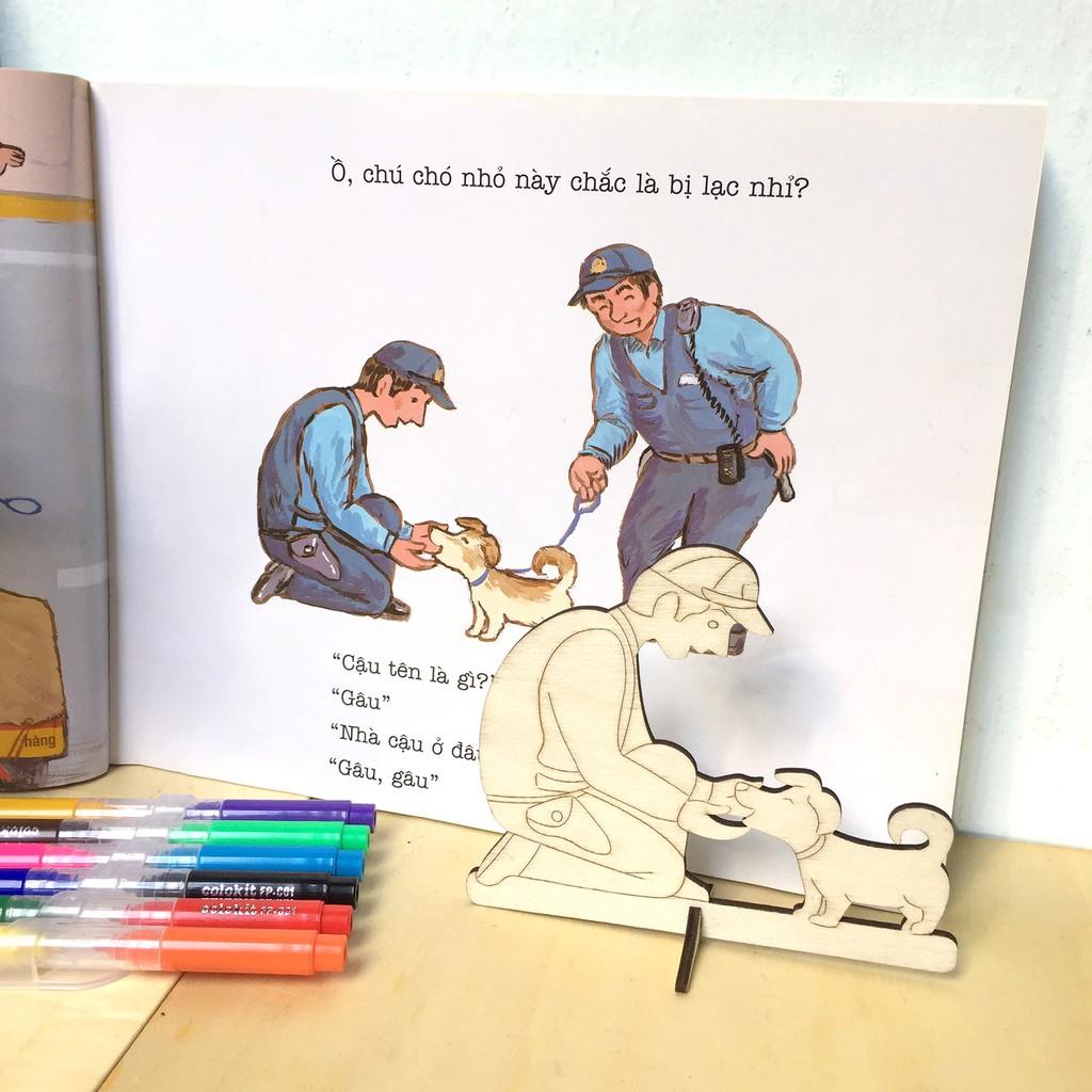 Combo đồ chơi 8 mảnh gỗ tô màu tặng kèm sách và bút lông
