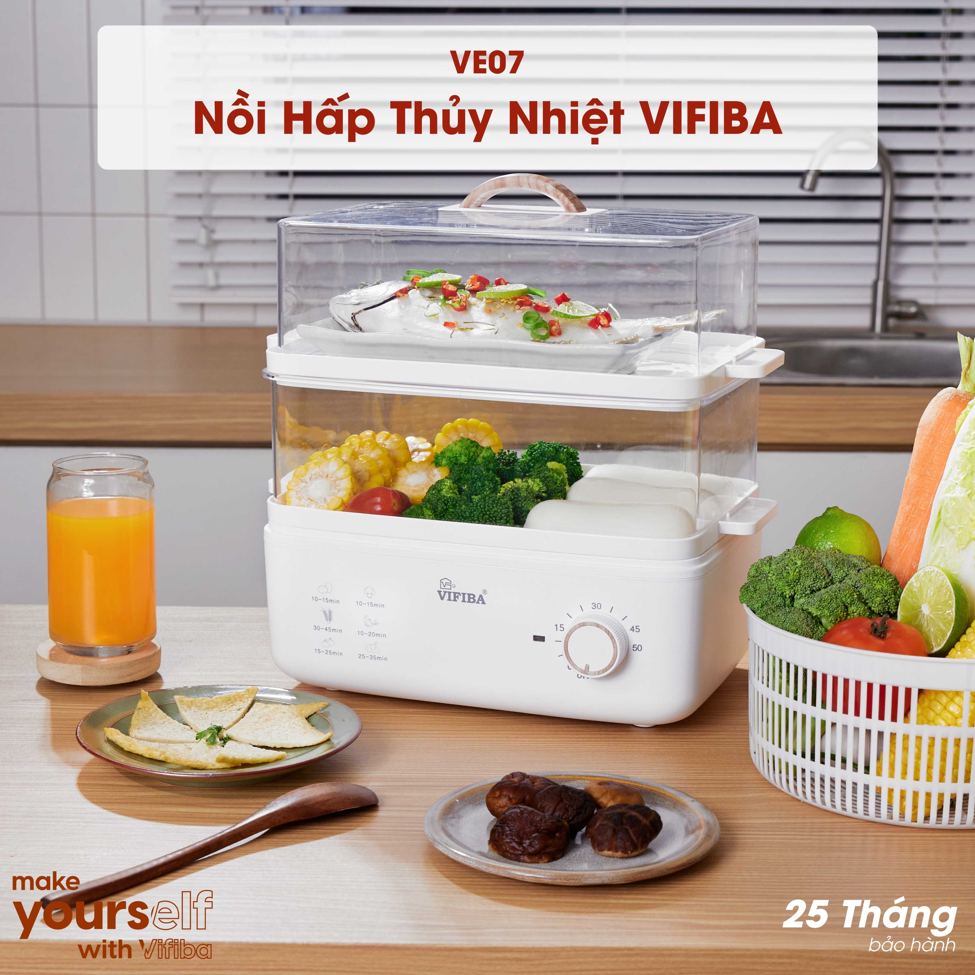 Nồi Hấp Điện 2 Tầng Đa Năng Hàng Chính Hãng VIFIBA, Thể tích 21L - Dung Tích 10L - Hấp Gà Nguyên Con, Công Suất Lớn, Chức Năng Hẹn Giờ Thông Minh