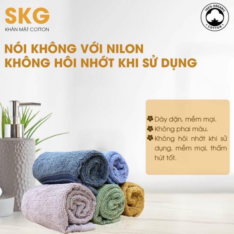Khăn mặt chất liệu cotton SKG thấm hút tốt