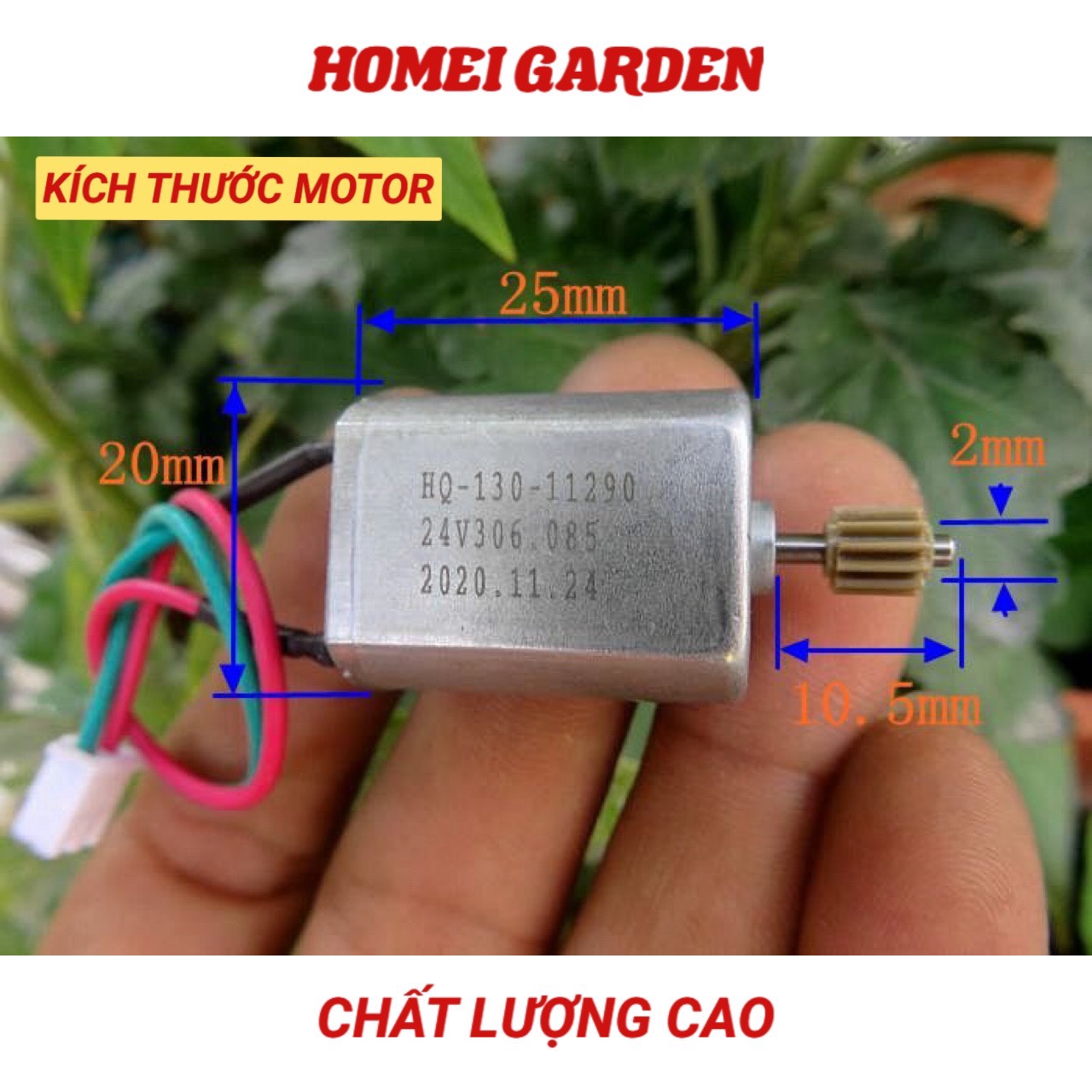 Mô tơ motor mini 130 tốc độ cao có chổi than kèm bánh răng 12V - 24V 23300 vòng / phút mới 100% - HM0032