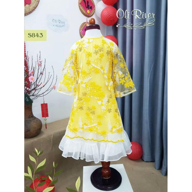 Áo dài bé gái chim én màu đỏ size 1-10 cho bé từ 10-35kg. Chất liệu mềm mại. Thời trang trẻ em