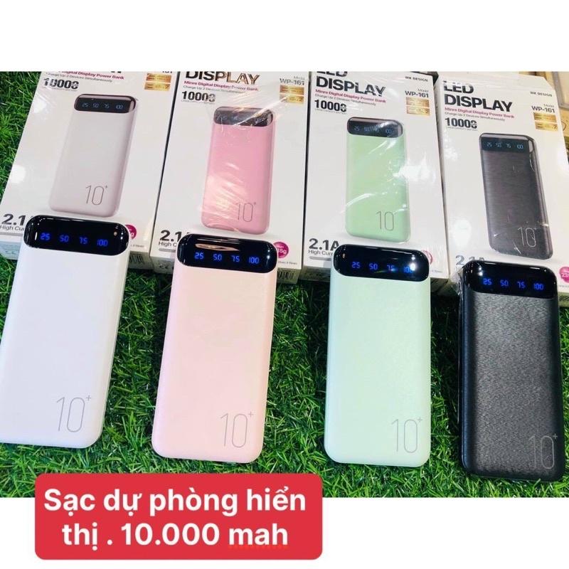 Pin sạc dự phòng 10000mAh WK DESIGN WP-161 sạc 2 thiết bị cùng lúc,sạc nhanh 2.1A, dùng cho android và ios