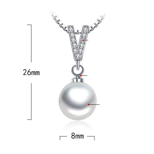 Dây chuyền ngọc trai nhân tạo chữ V đá nhân tạo BHDC107