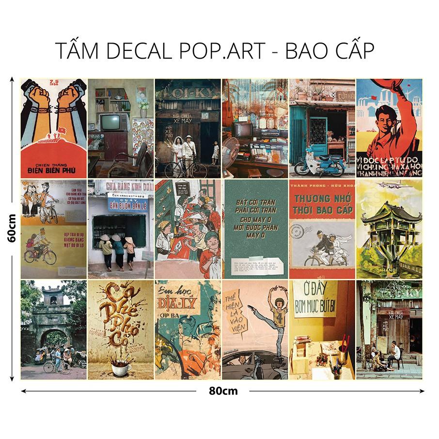 Decal poster vintage nguyên tấm hiện đại trí nội thất quầy bar, tiệm trà chanh POP.ART BAO CẤP