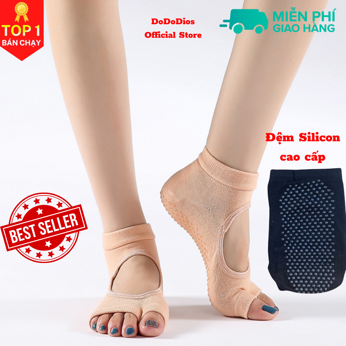 Vớ tập yoga chống trượt, Có Đính Hạt Silicon Dẻo Tăng Độ Bám Giúp Bảo Vệ Khi Tập Luyện Yoga - Sản Phẩm Bao Gồm 1 Đôi - Chính hãng DoDoDios