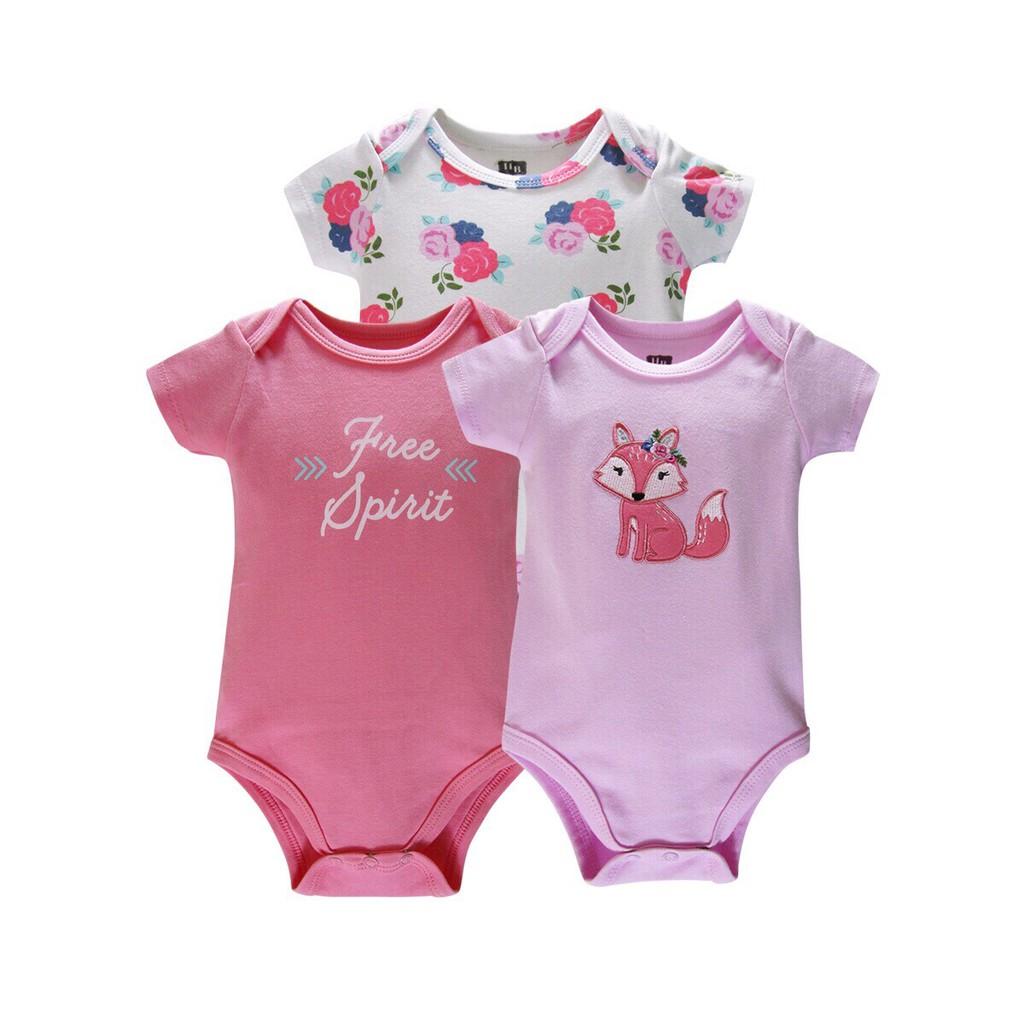 Set 3 Bodysuit Cộc Tay Xuất Dư Đẹp Cho Bé Trai & Gái Từ 3-13kg