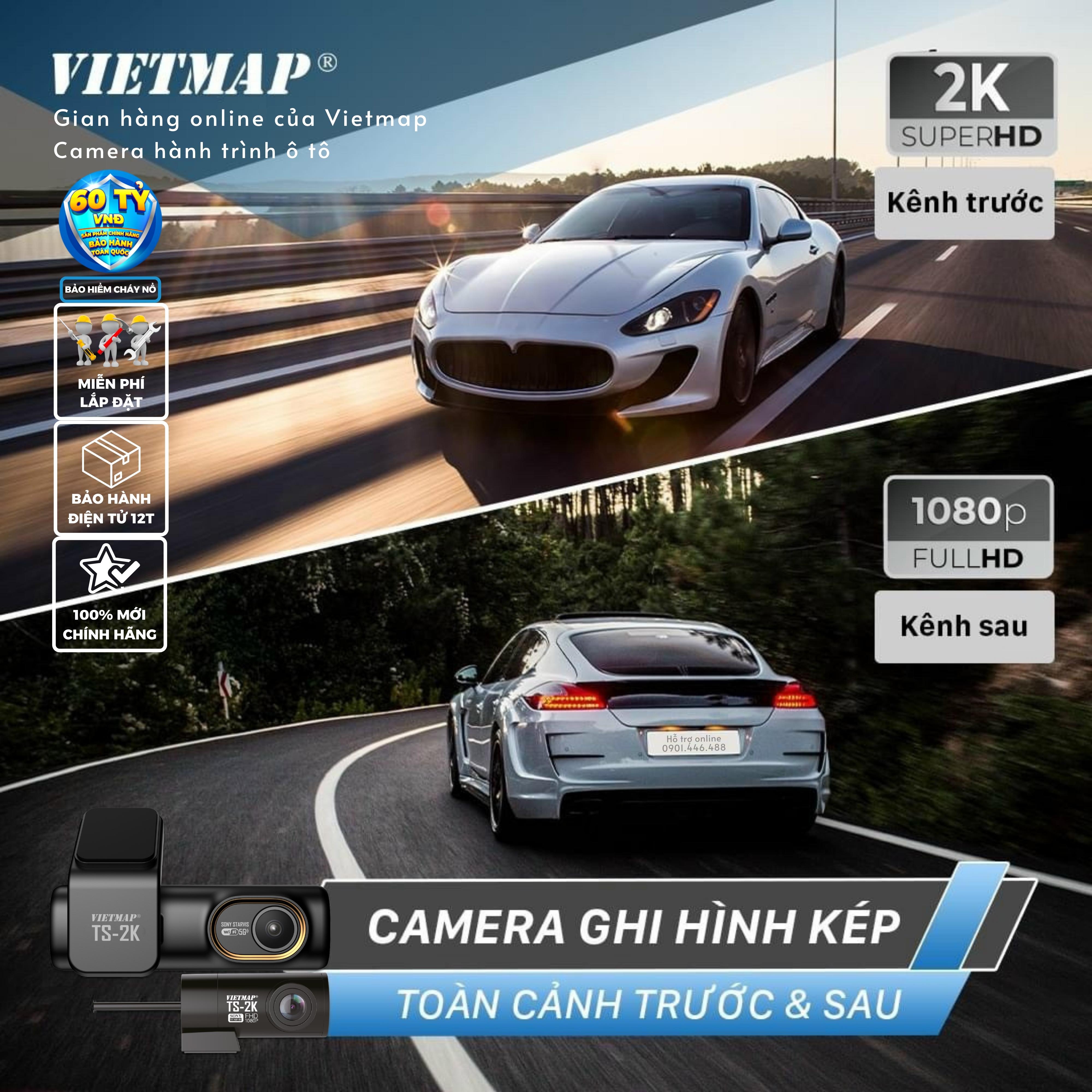 Vietmap TS-2K - Camera hành trình Cảnh báo biển báo dành cho ô tô  / Camera giao thông bằng giọng nói - Hàng Chính Hãng