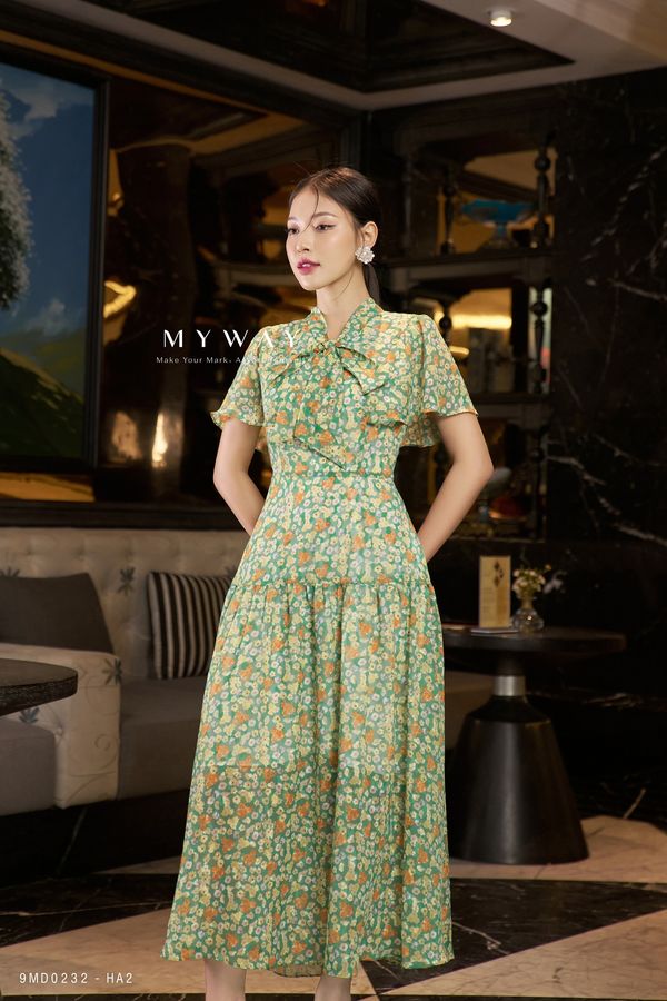 Đầm Maxi Nữ My Way Cổ Nơ Thanh Lịch 9MD0232 - HA2