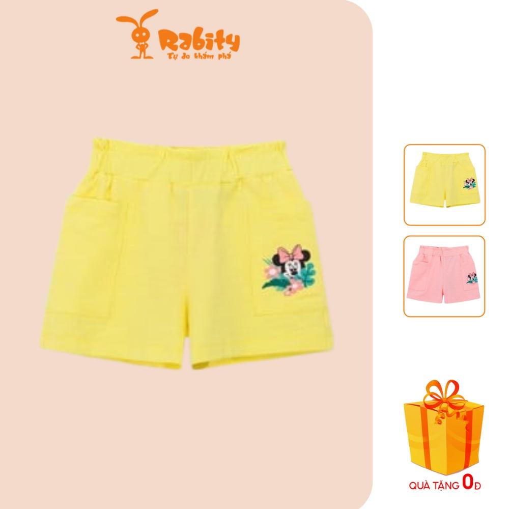 Quần short Mickey cotton bo chung hoạ tiết bé gái từ 11kg đến 21kg Rabity 5567